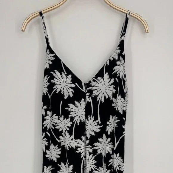 Kenny Flowers Moon Shine Maxi Dress Medium Black Palm Tree Tropical Resort NWT - Picture 4 of 11